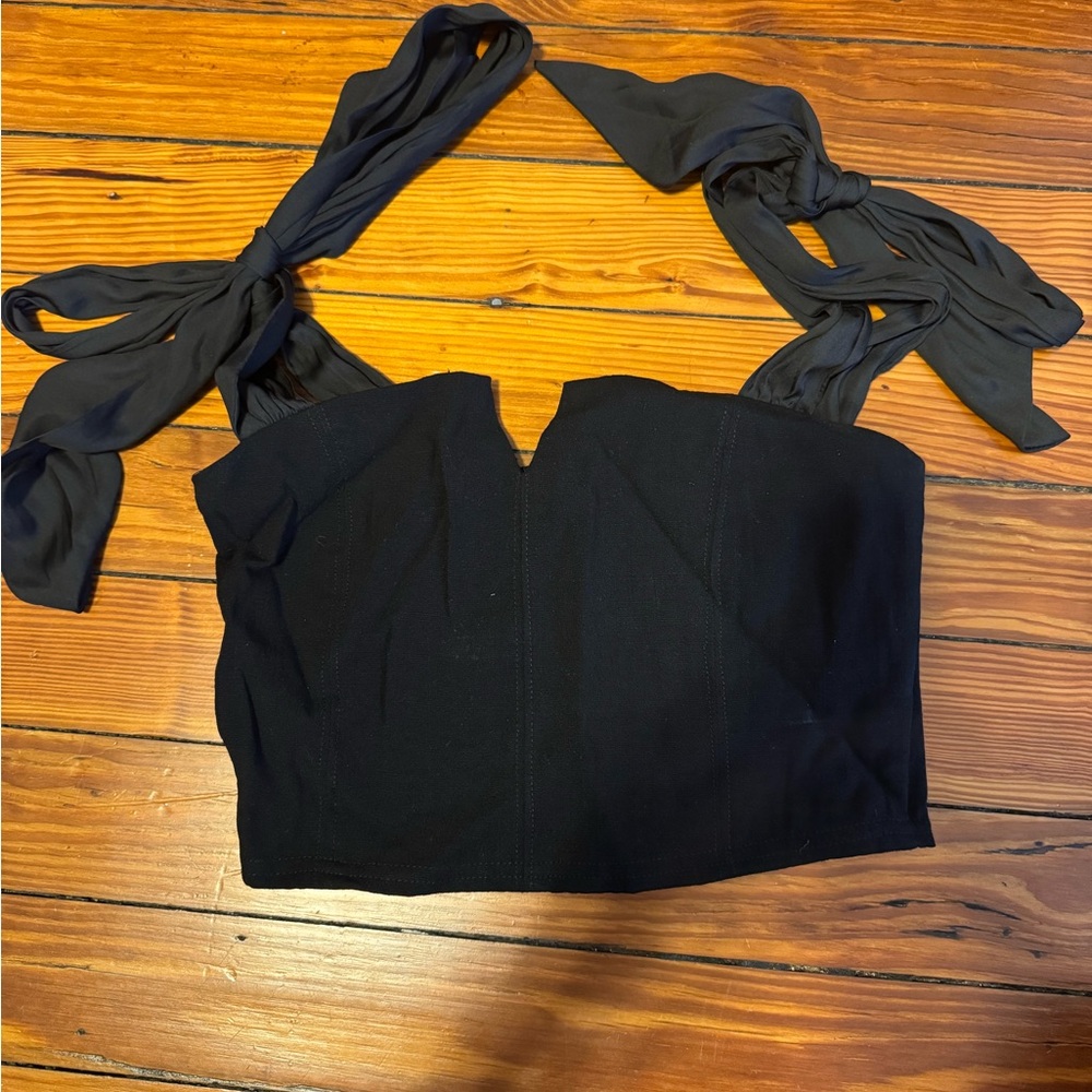 Muse Black Sleeveless Bustier Crop Top